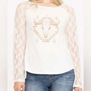 White Lace Sleeve Top